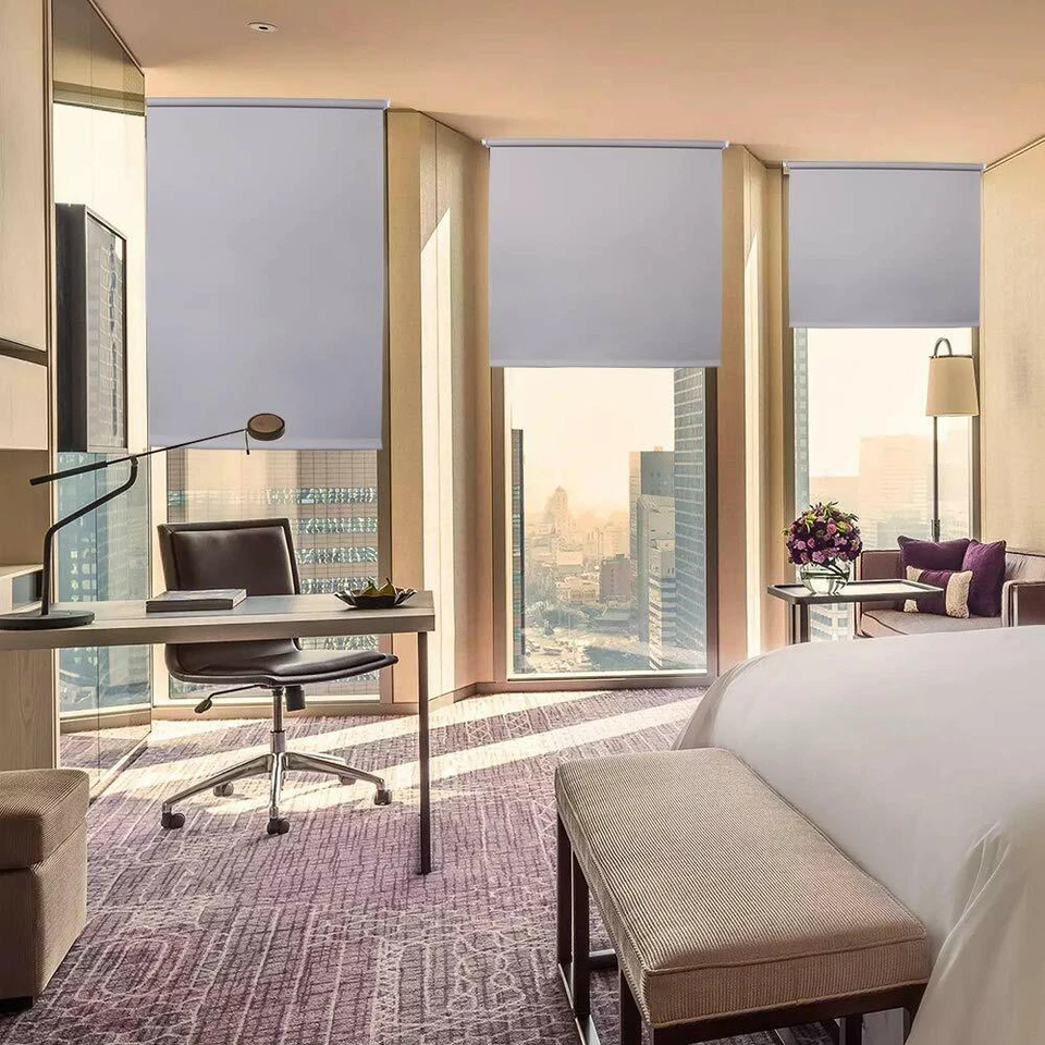 Tecido 100% blackout impermeável persianas persianas rolo, isolamento térmico, proteção UV - Imagem 3 de 4