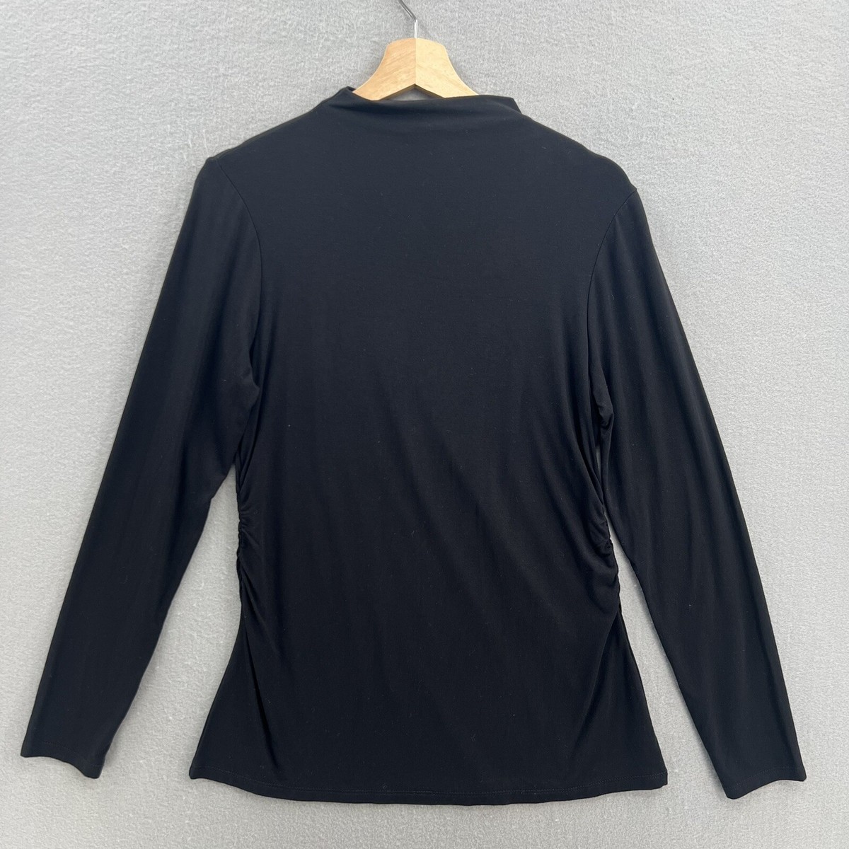 Tahari Womens Black Long Sleeve Top Shirt Size Large High Neck