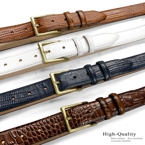 Adam Italian Calfskin Leather Designer Dress Golf Belts for Men 1-1/8" Wide - Picture 1 of 11