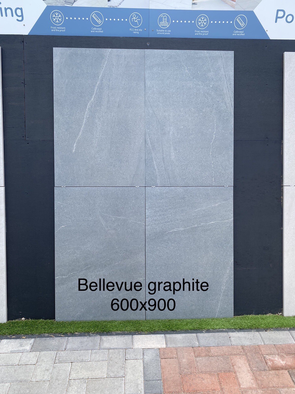Graphite Grey porcelain paving patio slabs tiles 600x900x20mm