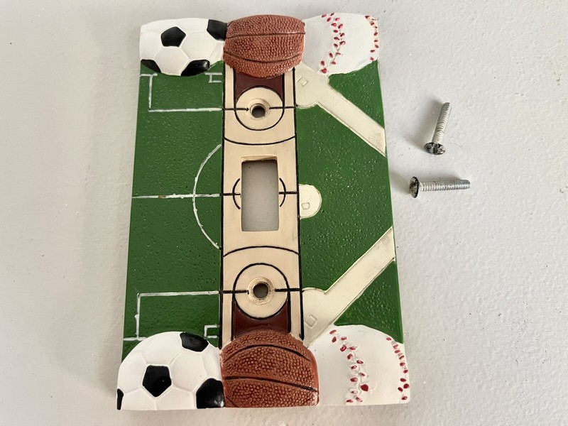 SWITCH SURROUND PLATE FOOTBALL SOCCER HEAVY DUTY RESIN METAL TEXTURED 3D