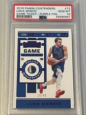 2019-20 Panini Contenders Luka Doncic Purple Foil Game Ticket /49 PSA 10 Lakers
