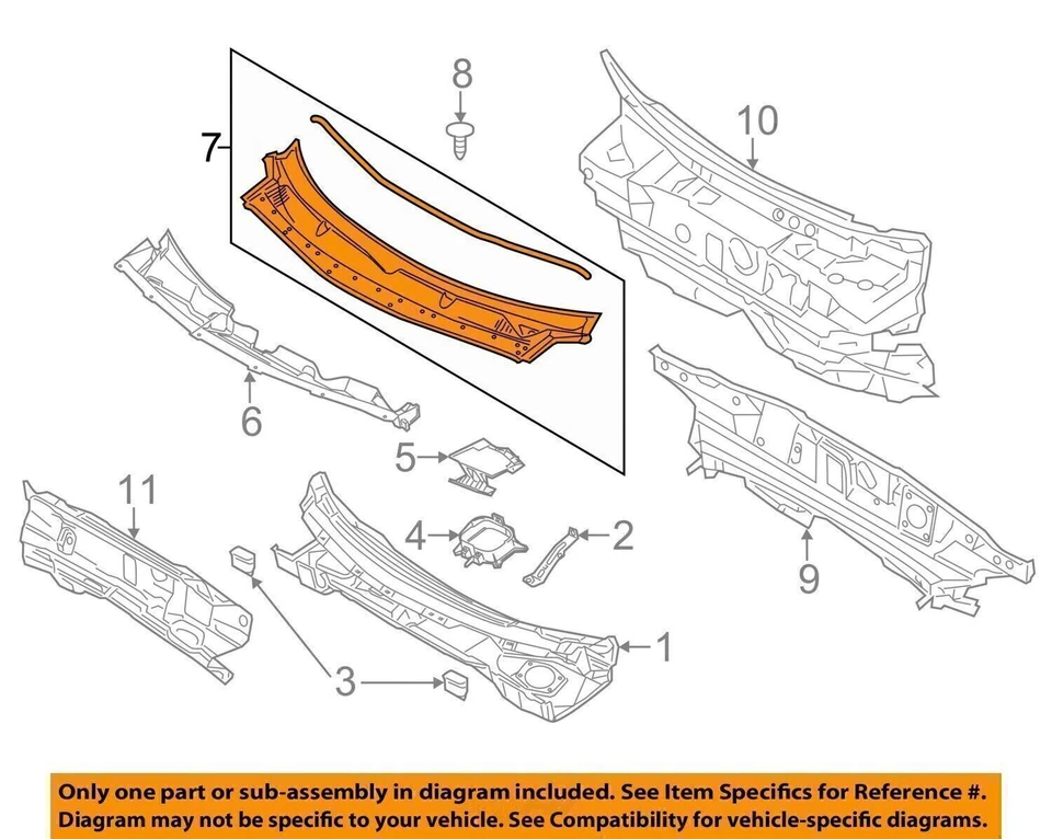Top Windshield Cowl Grille For Ford Explorer 2011-2019 BB5Z78022A68AA High Perfo - Image 4 of 4