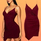 BURGUNDY SLINKY WRAP DRESS BODYCON BOOHOO MINI PARTY CLUBBING IBIZA MED SIZE 12