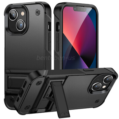 For iPhone 15 14 13 12 Pro Max Case Heavy Duty Shockproof Cover Invisible Stand