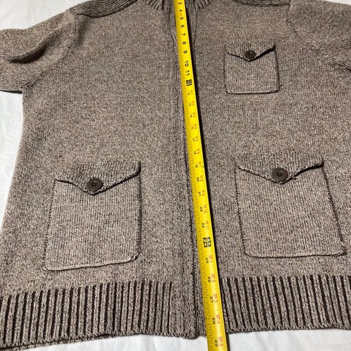 Cardigan maglione lana blu Pronto Uomo marrone manica lunga zip intera taglia XL - Foto 6 di 6