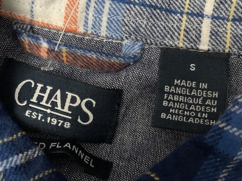 NWT Chaps Ralph Lauren LS Flannel Button Up Shirt Mens Size Small Blue OrangeGB1 - Picture 9 of 9