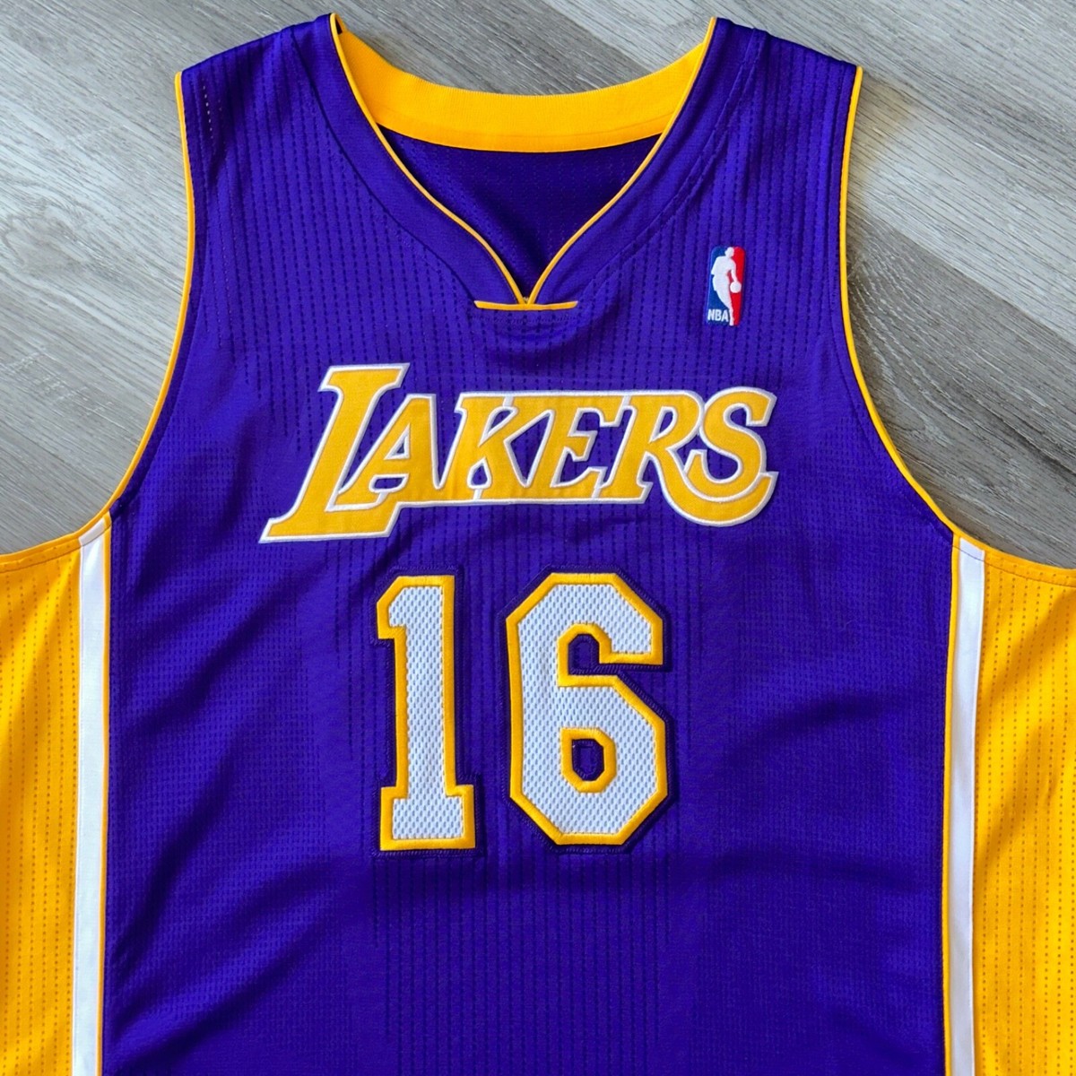 PAU GASOL Los Angeles Lakers Pro Cut Jersey 2010-11 adidas 3