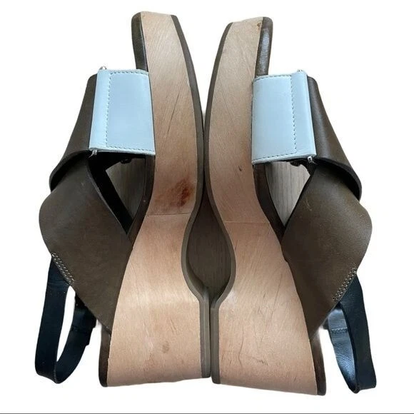 MARNI 平台木制楔形凉鞋棕色白色 Clog 37 US 7 — 第 4/4 张图片