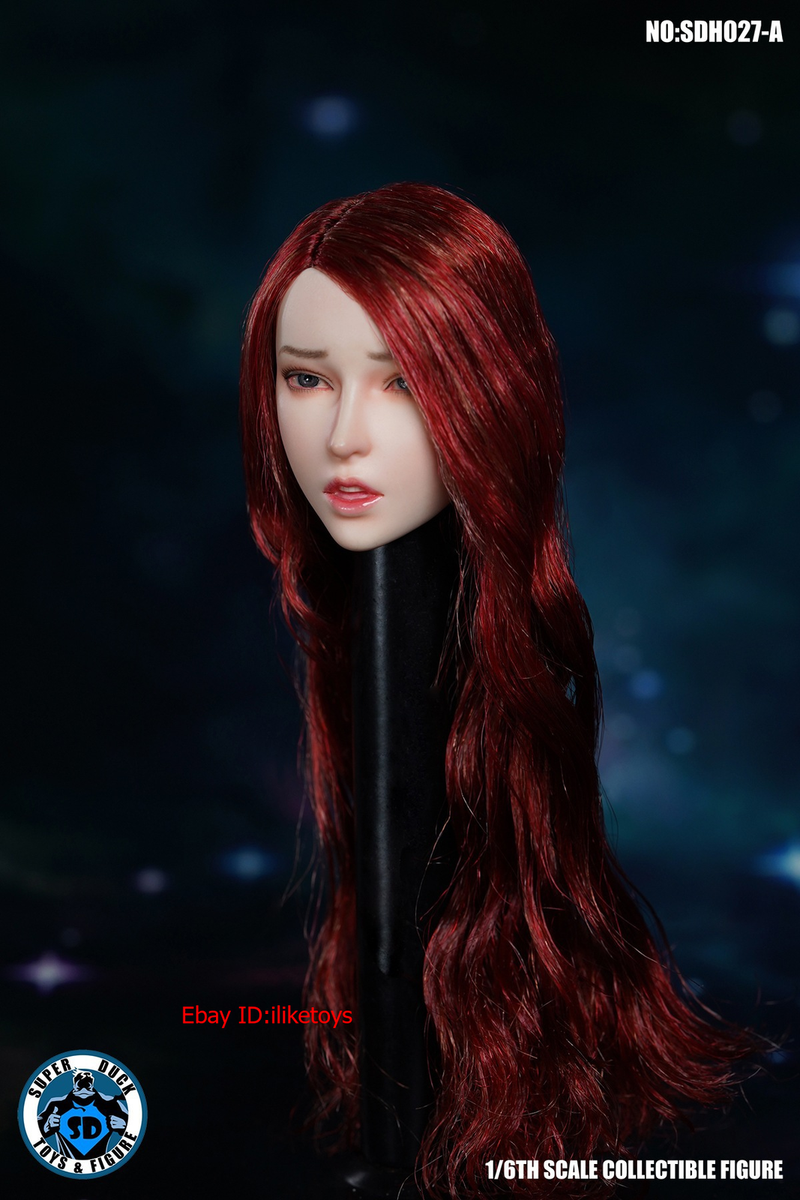 Super Duck Asian Woman Red Hair Head Female Head Sculpt For 1/6th