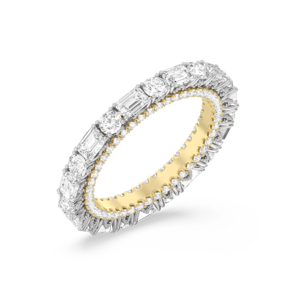 Lab Created Diamond Engagement Band 2.7 MM Round Cut 4 Ct 18k Yellow Gold