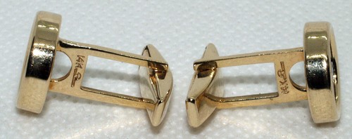 14K Solid Yellow Gold Beautiful Pair Of Black Onyx And Diamond Cufflinks 11.3 Gr - Picture 5 of 12