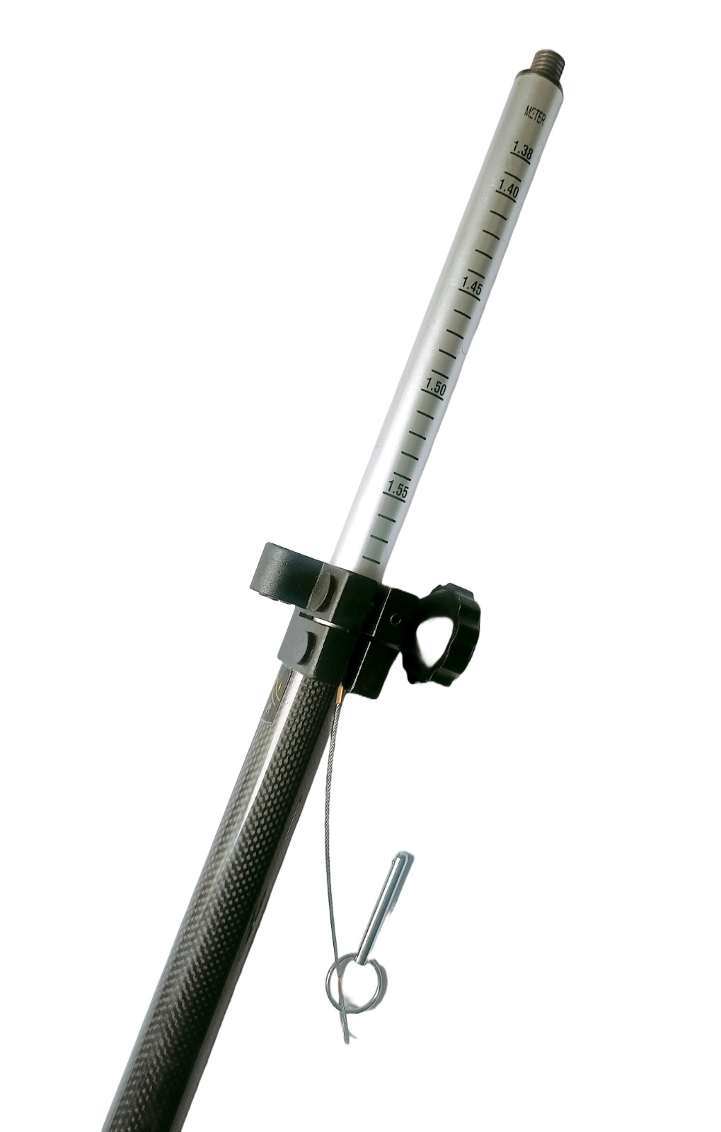 Poste de prisma de carbono y aluminio telescópico de doble medida 2,5 metros nivel topográfico