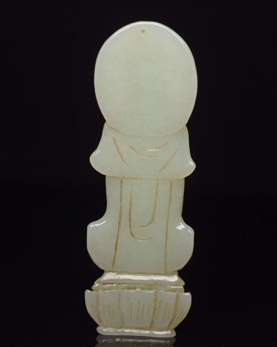 Chinese Natural Hetian Jade Carved Kwan-yin Statue Collection Sculpture Nice Art - Picture 4 of 17