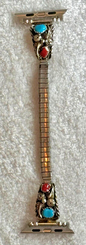 Sterling Silver Native American Vtg watch band modified to fit all Apple Watches - Picture 4 of 5