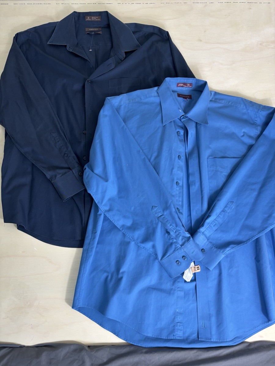 nordstrom dress shirts Traditional Fit Men's Size XL Blue & Navy Blue Winkle Free Shirt womens dress shirt with targets validated by Color:Glossy Capuccino Serena Bardot Azura Strapless Maxi