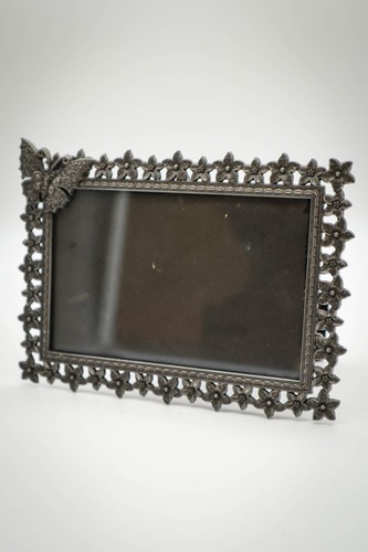 Sheffield Home Antique Pewter Photo Picture Frame Floral Butterflies 4" x "6