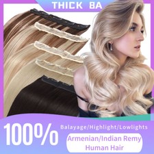 THICK Remy Human Clip In Hair Extensions Remi One Piece 16" 18" 20 22inch Black