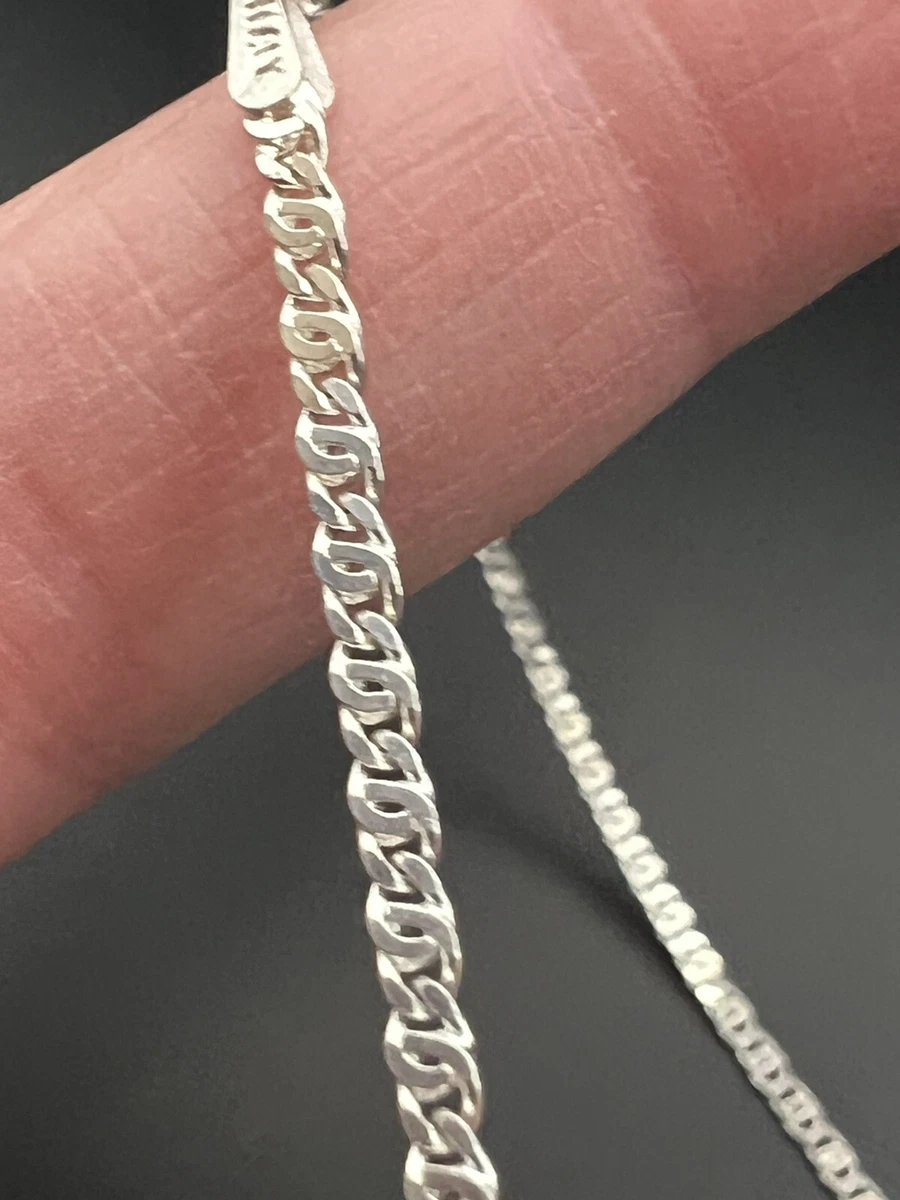 Sterling Silver Chain 925 Open Flat Link 16 Inches Long Spring