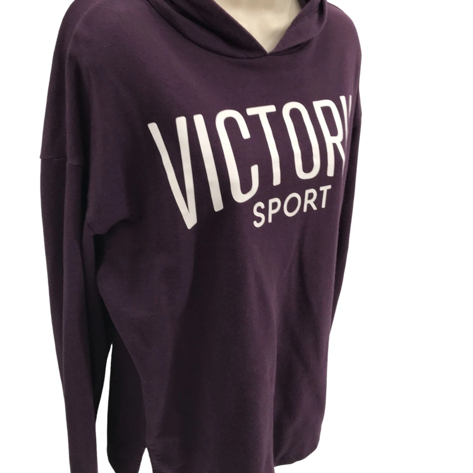 UNDERCOVER Felpa con cappuccio da donna melanzane a maniche lunghe leggero logo Victoria Sport taglia S