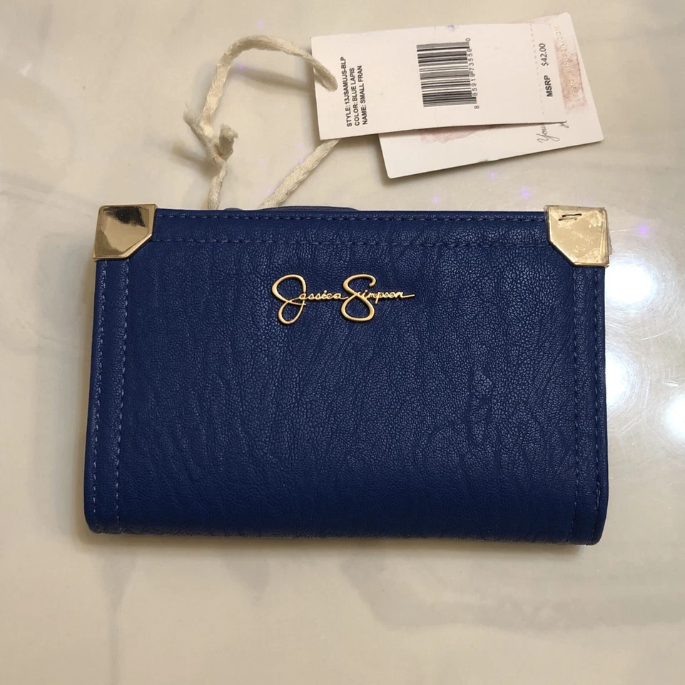 Cartera Jessica Simpson Pequeña Fran Divisor Central Color Azul Lapislázuli Nueva con Etiquetas Foto 3 de 4