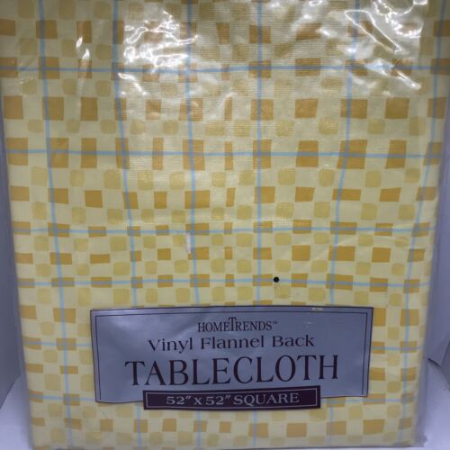 Vintage HomeTrends Vinyl Flannel Back Tablecloth Square 52”x 52” Yellow - Picture 2 of 5