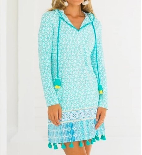 CABANA LIFE Coastal Cottage Hooded Cover Up Dress Size Large (10-12) UPF 50 $130 - Picture 3 of 10