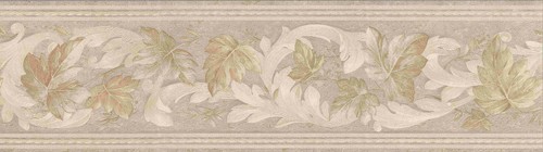 TEXTURED SATIN LEAVES WALLPAPER BORDER B6626 - Picture 2 of 2