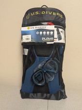 U.S. Divers Playa Adult Snorkel Set Black Blue Large XL Mask Fins Snorkel New