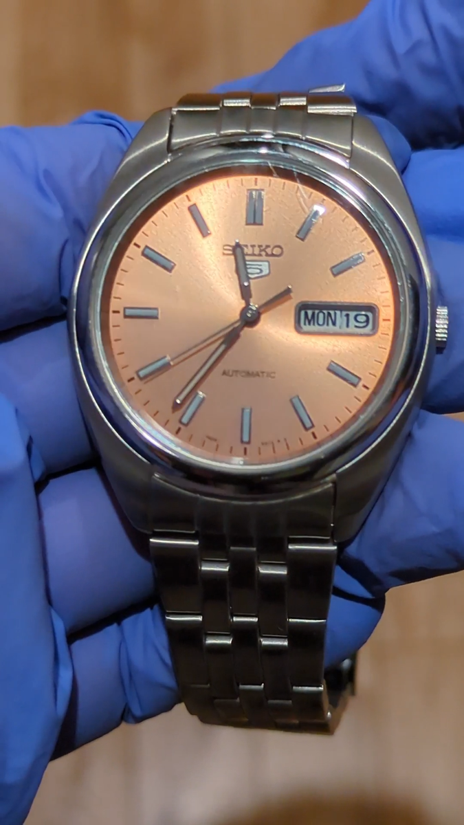 Rare! [NEAR MINT] SEIKO 5 7S26-0430 Salmon Pink 36mm Men's