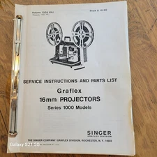 VINTAGE GRAFLEX SERIES 1000, 16mm FILM PROJECTOR SERVICE INSTRUCTIONS & PARTS LI