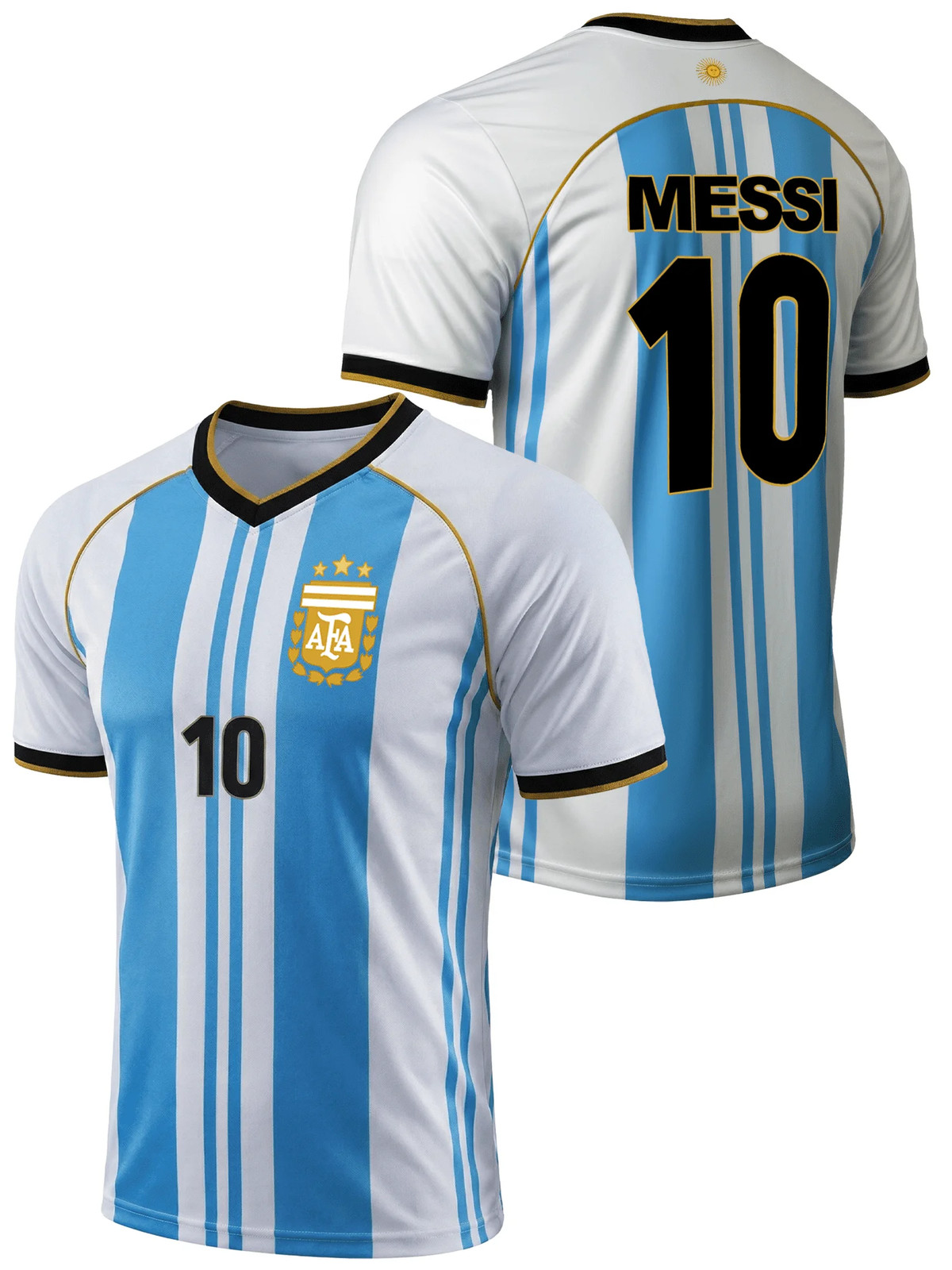 Messi #10 Argentina Soccer Jersey 2026 World Cup Fan Replica Sky White YXS XXL