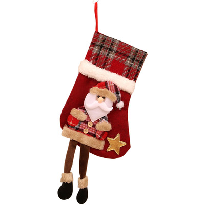 Großer Weihnachtsstrumpf Karo Design Baumhänger Süßigkeiten Tasche für Urla
