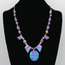 Fashion  Designer Woman Necklace Natural Stones and Minerals  Rainbow Hematite
