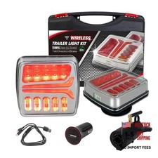 Magnetic Wireless Trailer Lights, Rechargeable LED Trailer Light for Black