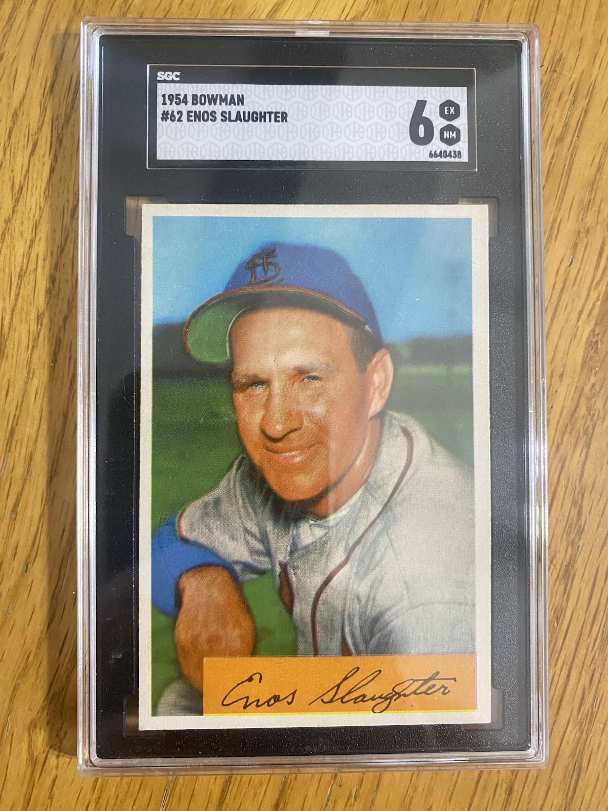 1954 Bowman #62 Enos Slaughter St Louis Cardinals HOF SGC 6 EX-NM, (HUCK’S)