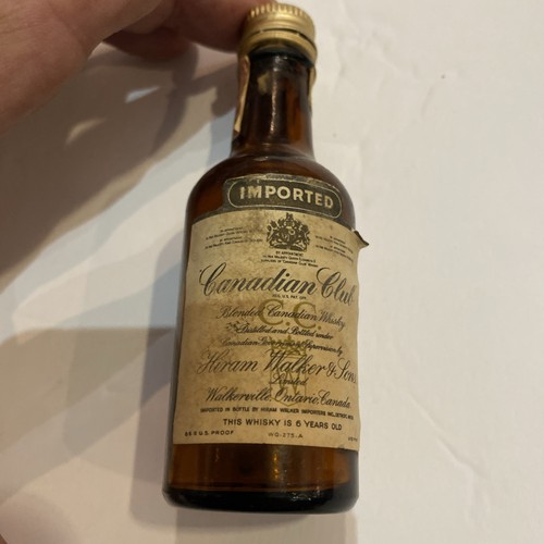 VINTAGE 1963 Delta Airlines Canadian Club Whiskey Mini Glass Liquor Empty Bottle