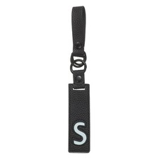 Initial Letter Keychain, PU Leather Alphabet Keychain Black Letter-S 