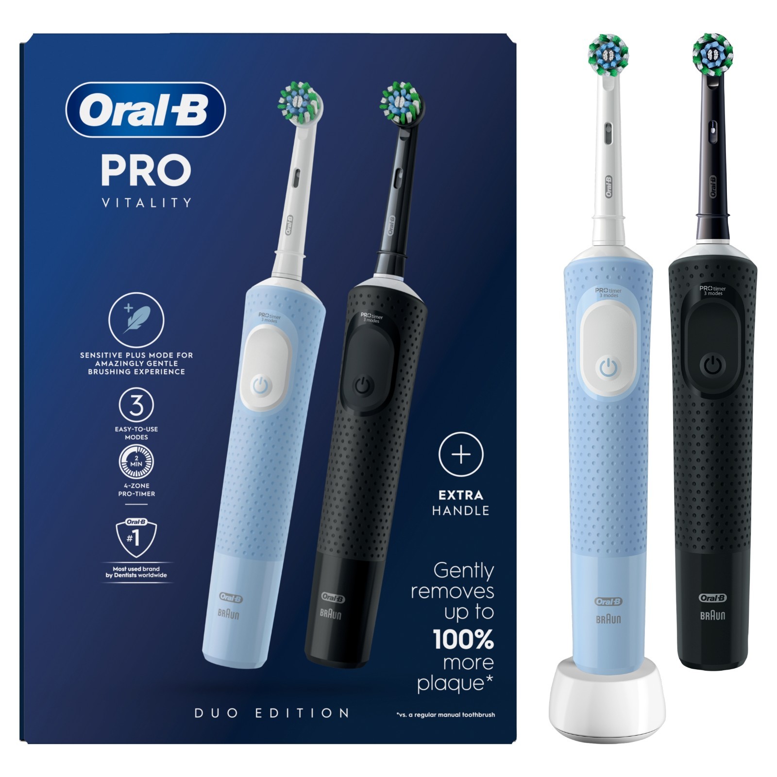 Oral-B Vitality Pro Black & Blue Duo Toothbrushes