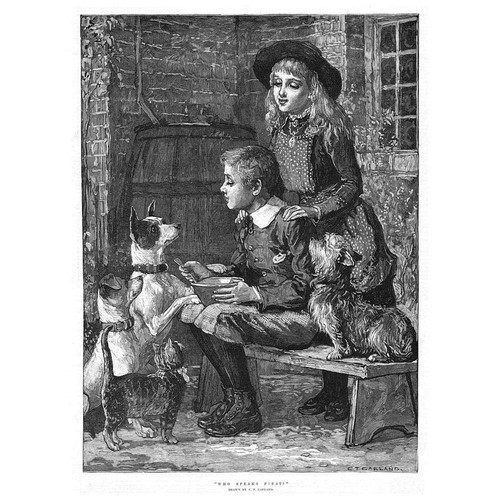 CHARLES TREVOR GARLAND Who Speaks First - Antique Print 1885