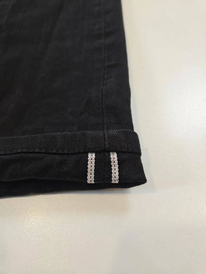 Uniqlo Jeans 32x26 Black Slim Straight Selvedge Stretch Denim Pants 5 Pocket - Image 2 of 4