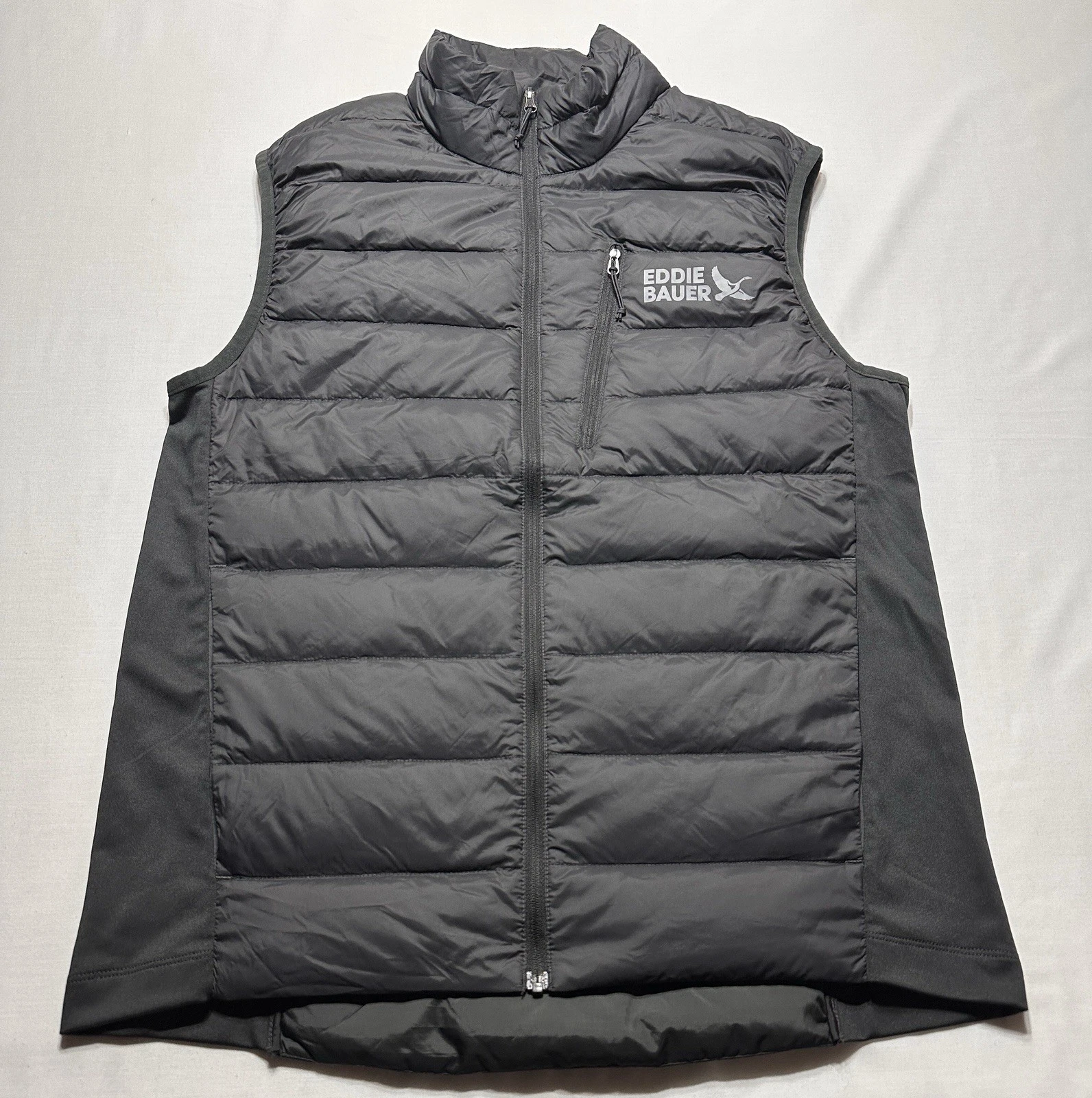 Eddie Bauer Down 550 Vest Men's Size Small Grey EB550 Full Zip Outdoors