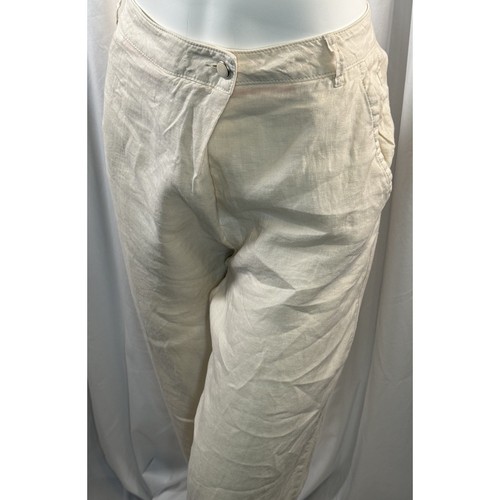 United Color Of Benetton Cross Waist Pants, 100% Linen, Cream, Sz: 10, 82-05 - Picture 2 of 16