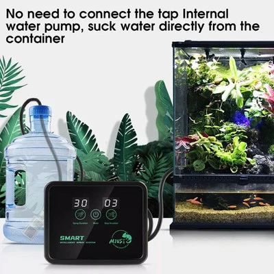 Electronic Reptile Rainforest Terrariums Spray Mist Fogger Sprinkler Kit System