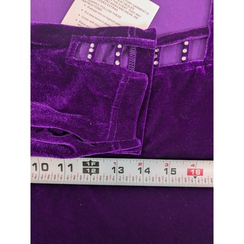 Quacker Factory Womens Velvet Rhinestone Top sz 1X NWT Purple Jewel Boho Artsy - Picture 10 of 12