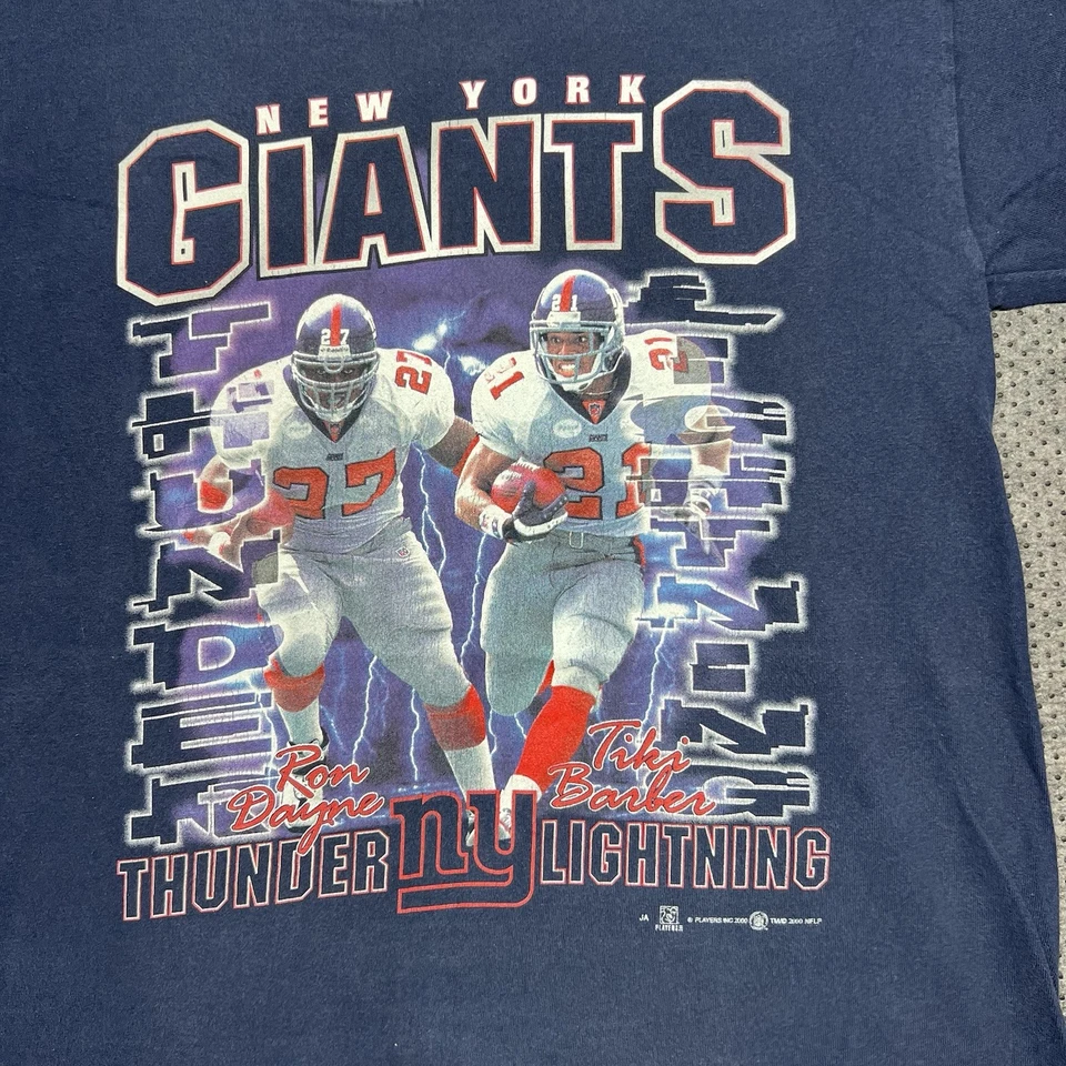 Camiseta mediana vintage 2000 New York Giants jugadores de fútbol Thunder & Lightning Foto 2 de 4