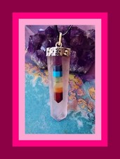 CHAKRA PENDANT, ROSE QUARTZ PENDANT With CHAKRA CRYSTALS, CRYSTAL CHAKRA PENDANT