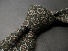 NWT ETON Green White Textured Thick Woven Wool Medallion Tweed Tie 58x3.125 Y32