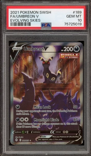 Pokemon Umbreon V Evolving Skies Full Alt Art #189 PSA 10 Gem Mint