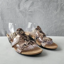 Vionic Sandals Womens Size 8 Comfort Wedge Adjustable Straps Snakeskin Studded